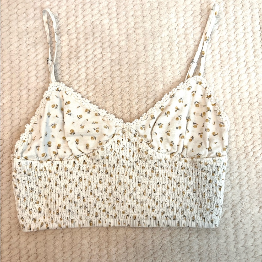 White and Gold Smocked Camisole
